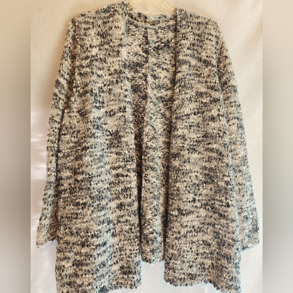 Catherines Textured Blue, Gray and Cream Cardigan